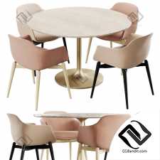 Стол и стул Table and chair Marelli & Crate&Barrel Nero