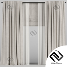 Шторы Beige curtains with tulle and roman blind