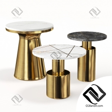 Стол с белой мраморной столешницей Tables made of brass and marble KORK