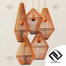 Lamp wood rattan wicker Cone n2