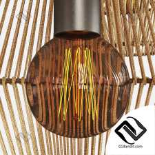 Lamp wood rattan wicker Cone