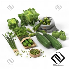Set with green vegetables