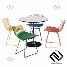 Стол и стул Table and chair Knoll Bertoia Side Chair Arper Dizzy Table