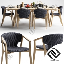 Стол и стул Table and chair Ethimo Knit Dining
