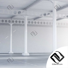 Metal ceiling beam system with columns