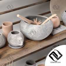 Dishes clay rack n4 / Стеллаж посуды из глины №4