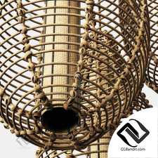 Lamp wicker branch rattan spindle