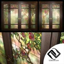 Двери с витражом Set of two double doors with stained glass