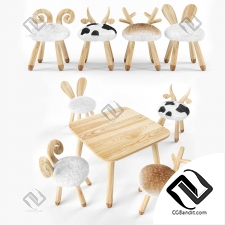 Столы и стулья animal wooden set