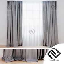 Шторы Curtains grey with tulle