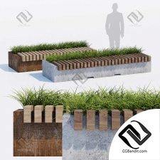 Large green benches