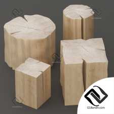 Набор столиков из пней Stump table set