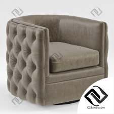 Кресло Armchair Sawyer Grey Leather Round Swivel