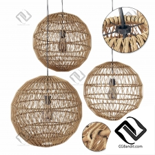 Lamp wood rotang wicker Sphere