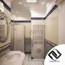 Bathrooms in classic style 3d scene интерьер