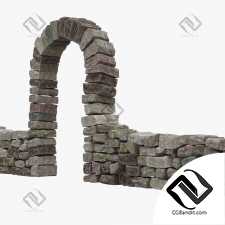 Каменная подпорная стена с аркой.
