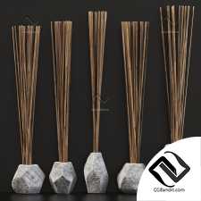 Branch Vase Ngon stone old n1 / Ветки в угловых каменных вазах