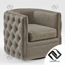 Кресло Armchair Sawyer Grey Leather Round Swivel