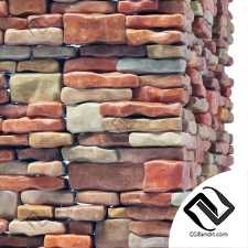 Brick stone wall smooth many part