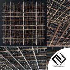 Ceiling bamboo branch cage decor n1 / Потолок сетка из веток бамбука
