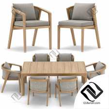 Стол и стул Table and chair RH Outdoor Malta restangular