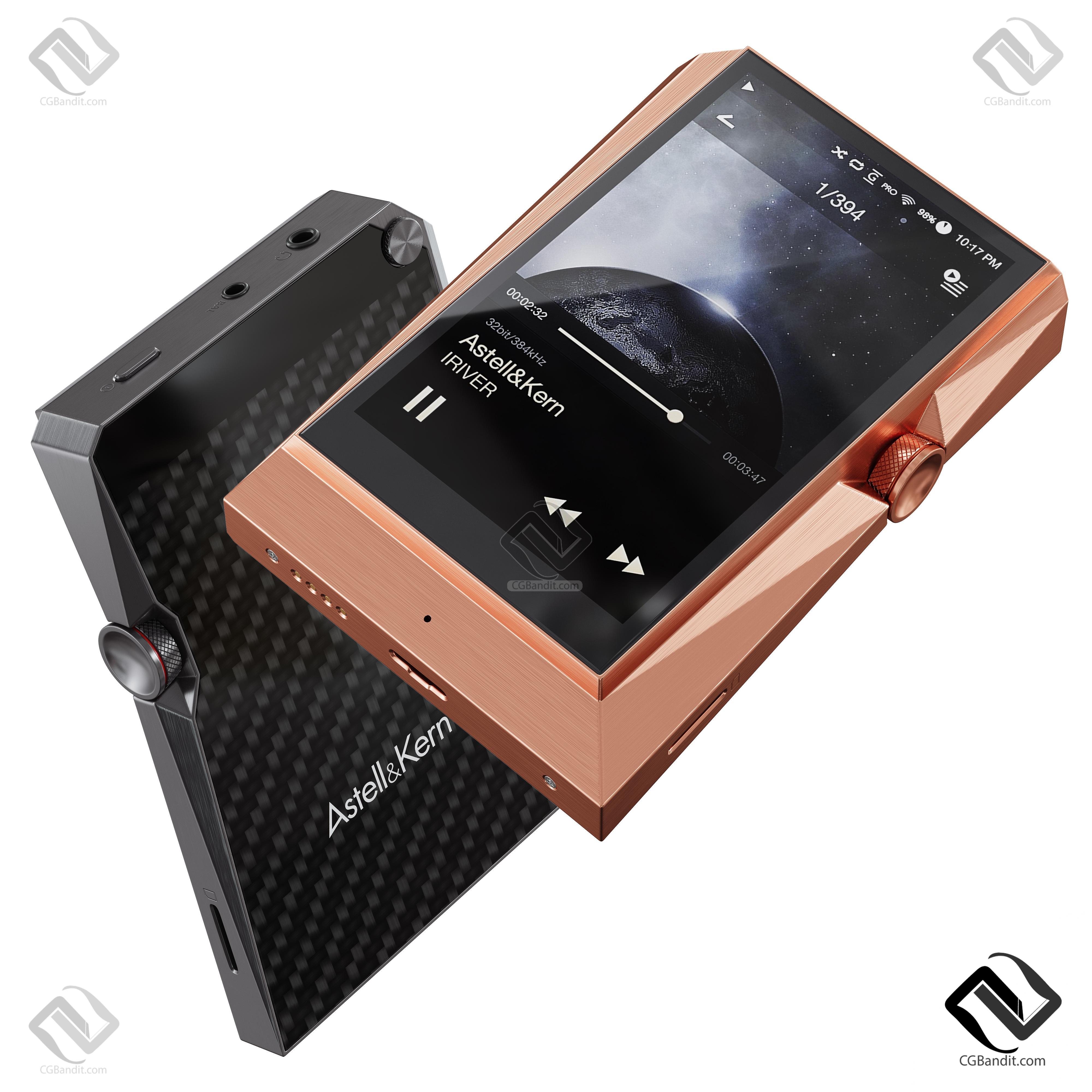 Astell Kern AK380 audio music player 3D модель скачать на CGBandit в  формате 3d max, 3ds, obj, fbx, материалы Vray, Corona Render