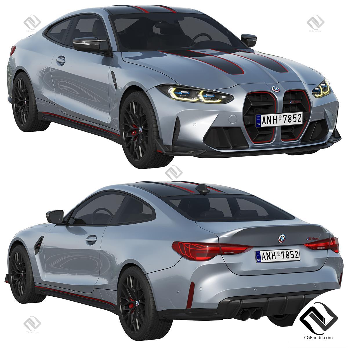 Транспорт BMW M4 CSL 3D модель скачать на CGBandit в формате 3d max, 3ds,  obj, fbx, материалы Vray, Corona Render