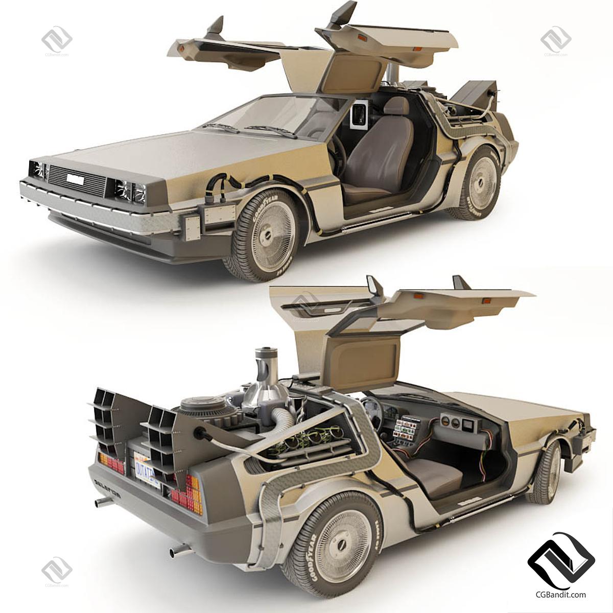 Транспорт DeLorean DMC-12 3D модель скачать на CGBandit в формате 3d max,  3ds, obj, fbx, материалы Vray, Corona Render