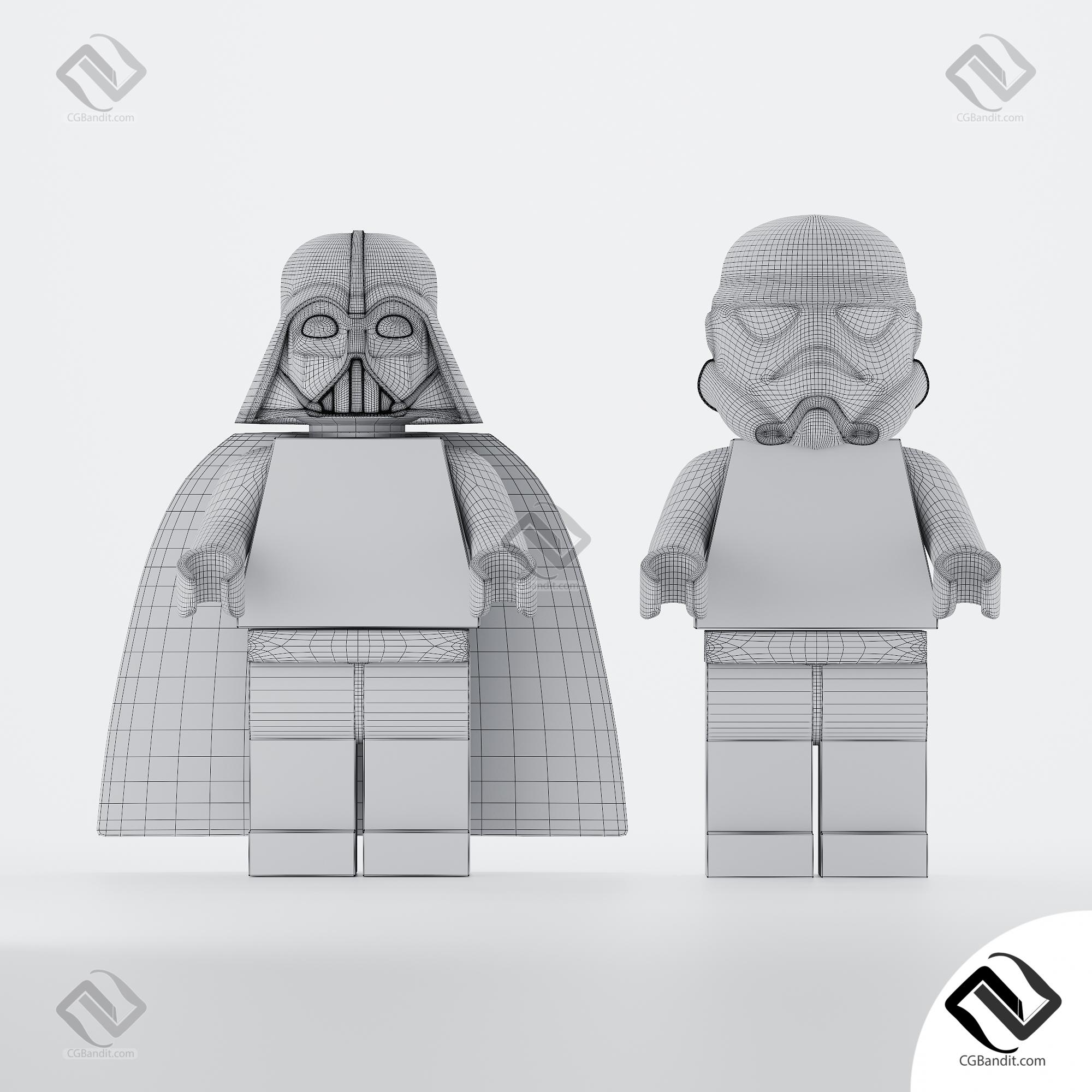 lego star wars игрушки 3D модель скачать на CGBandit в формате 3d max, 3ds,  obj, fbx, материалы Vray, Corona Render