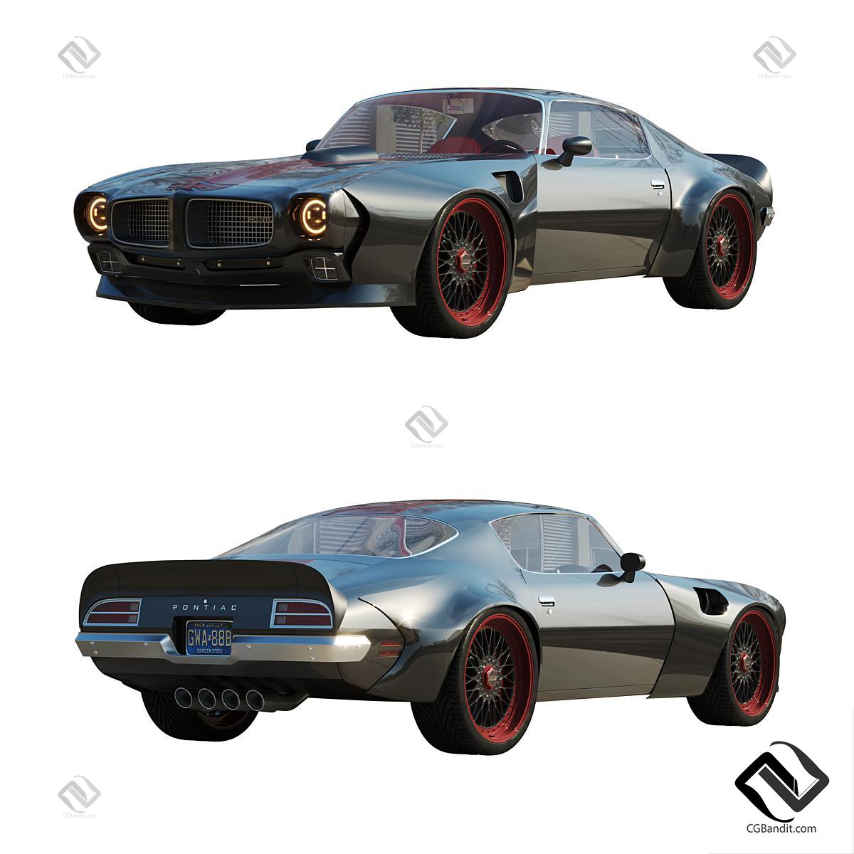 Транспорт Pontiac Firebird Trans Am 1970 3D модель скачать на CGBandit в  формате 3d max, 3ds, obj, fbx, материалы Vray, Corona Render