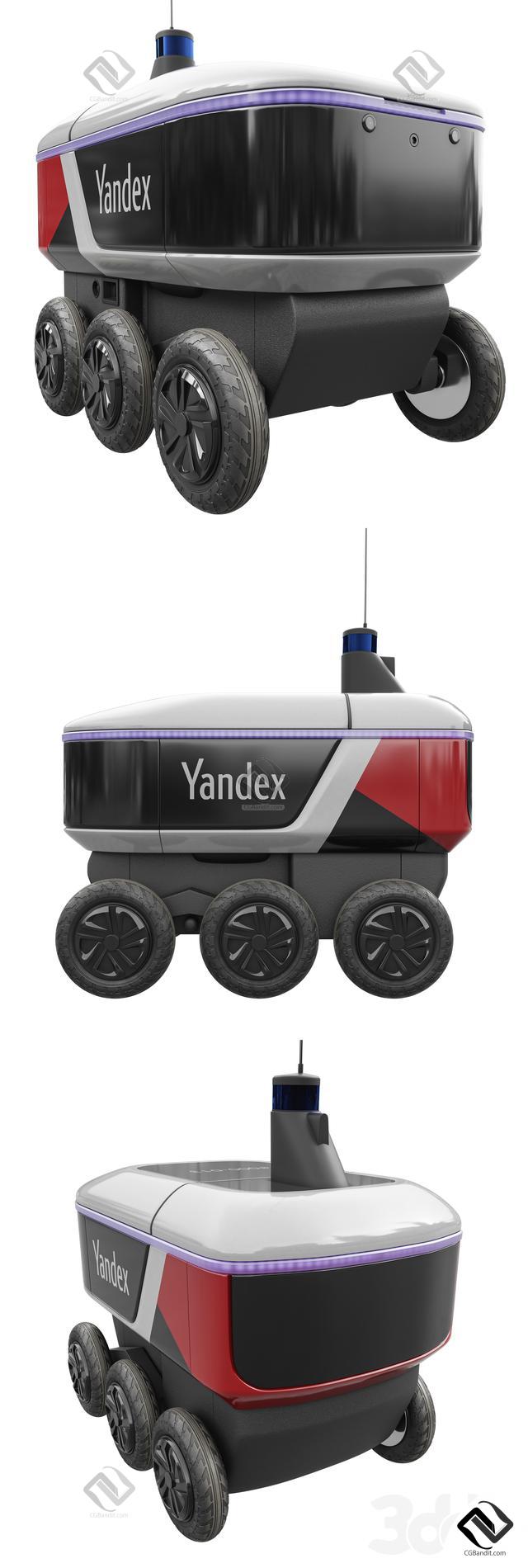 Yandex.Rover delivery robot 3D модель скачать на CGBandit в формате 3d max,  3ds, obj, fbx, материалы Vray, Corona Render