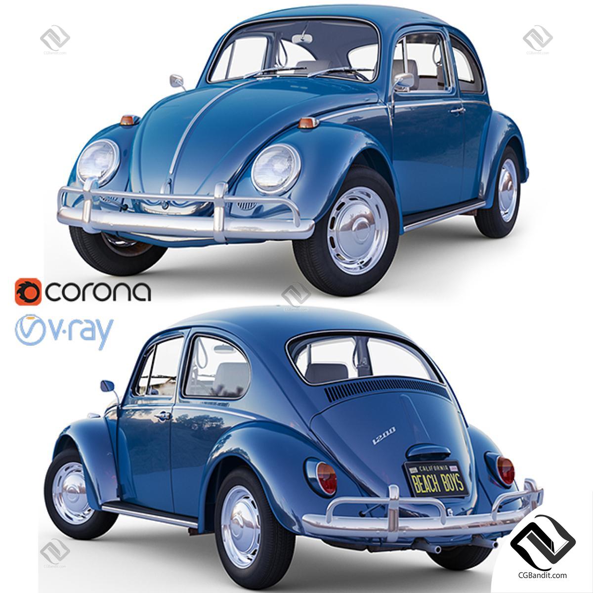 Автомобиль Volkswagen 1200 3D модель скачать на CGBandit в формате 3d max,  3ds, obj, fbx, материалы Vray, Corona Render