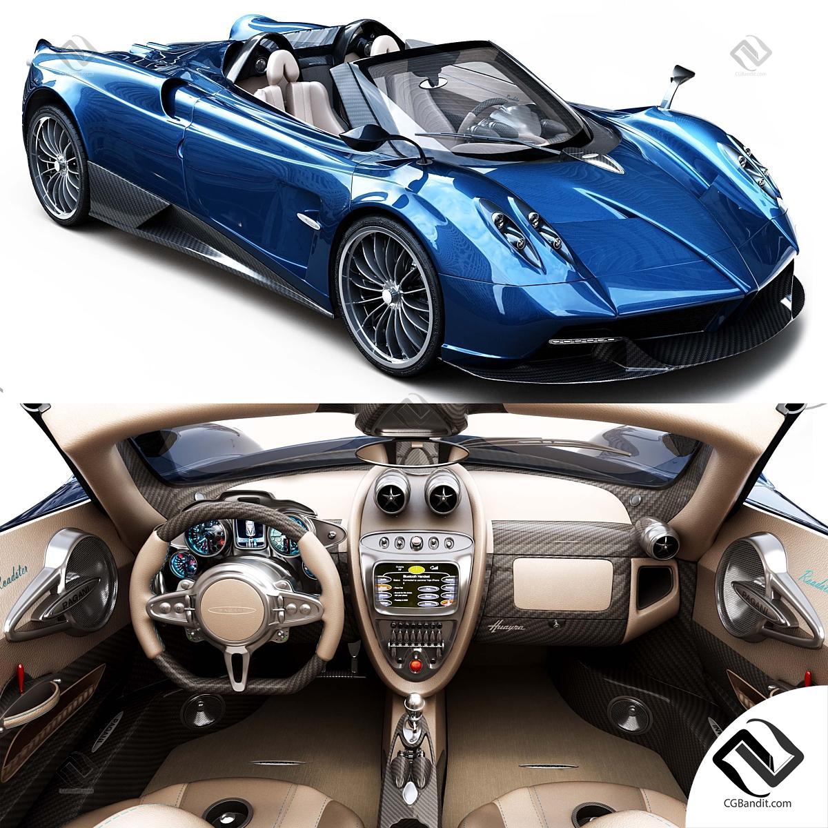 Транспорт pagani Huayra 3D модель скачать на CGBandit в формате 3d max,  3ds, obj, fbx, материалы Vray, Corona Render