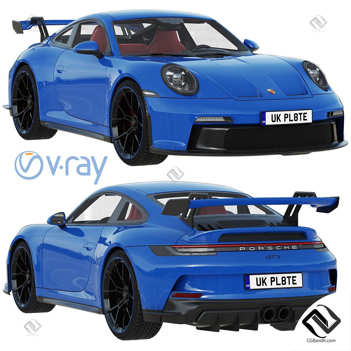 Транспорт Porsche 911 GT3 3D модель скачать на CGBandit в формате 3d max,  3ds, obj, fbx, материалы Vray, Corona Render