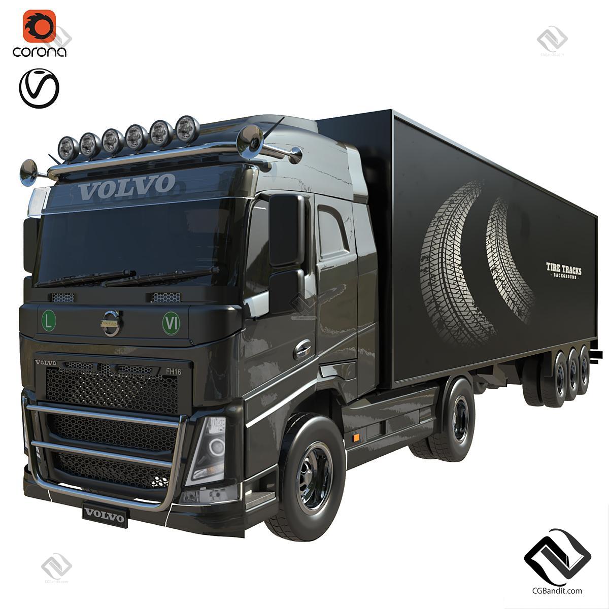 Камаз volvo fh 16 3D модель скачать на CGBandit в формате 3d max, 3ds, obj,  fbx, материалы Vray, Corona Render