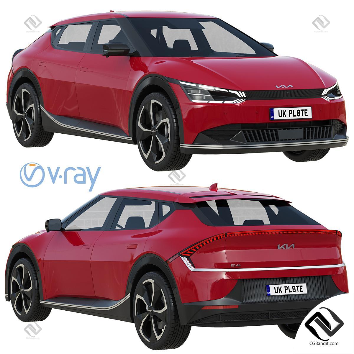 Транспорт Kia EV6 AIR 3D модель скачать на CGBandit в формате 3d max, 3ds,  obj, fbx, материалы Vray, Corona Render