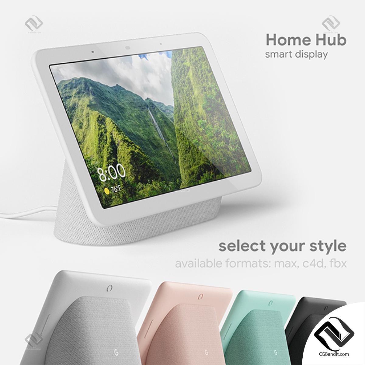 Google Home Hub 3D модель скачать на CGBandit в формате 3d max, 3ds, obj,  fbx, материалы Vray, Corona Render