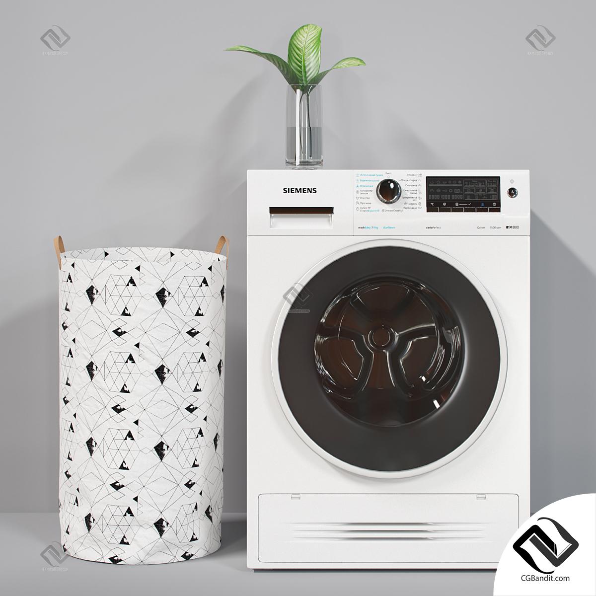 Washing machine Siemens WD15H541OE 3D модель скачать на CGBandit в формате  3d max, 3ds, obj, fbx, материалы Vray, Corona Render