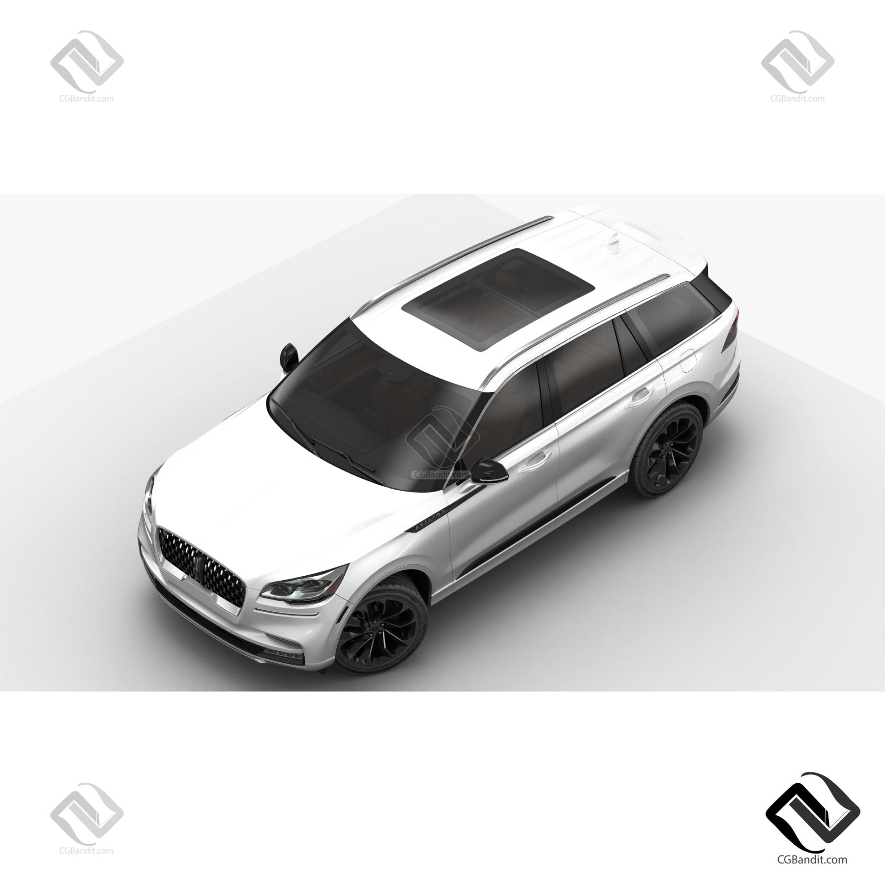 Машина Lincoln Aviator 2020 3D модель скачать на CGBandit в формате 3d max,  3ds, obj, fbx, материалы Vray, Corona Render