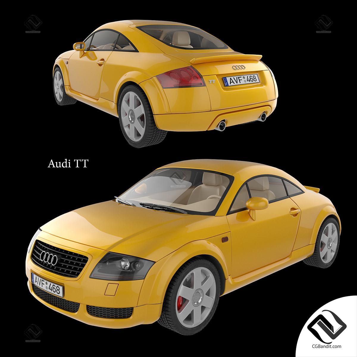 Транспорт Audi TT 3D модель скачать на CGBandit в формате 3d max, 3ds, obj,  fbx, материалы Vray, Corona Render