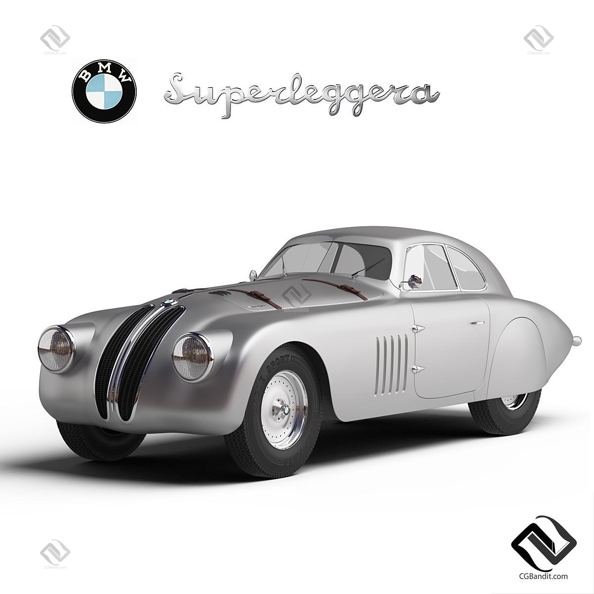 Транспорт BMW 328 Mille Miglia Touring Coupe 3D модель скачать на CGBandit  в формате 3d max, 3ds, obj, fbx, материалы Vray, Corona Render