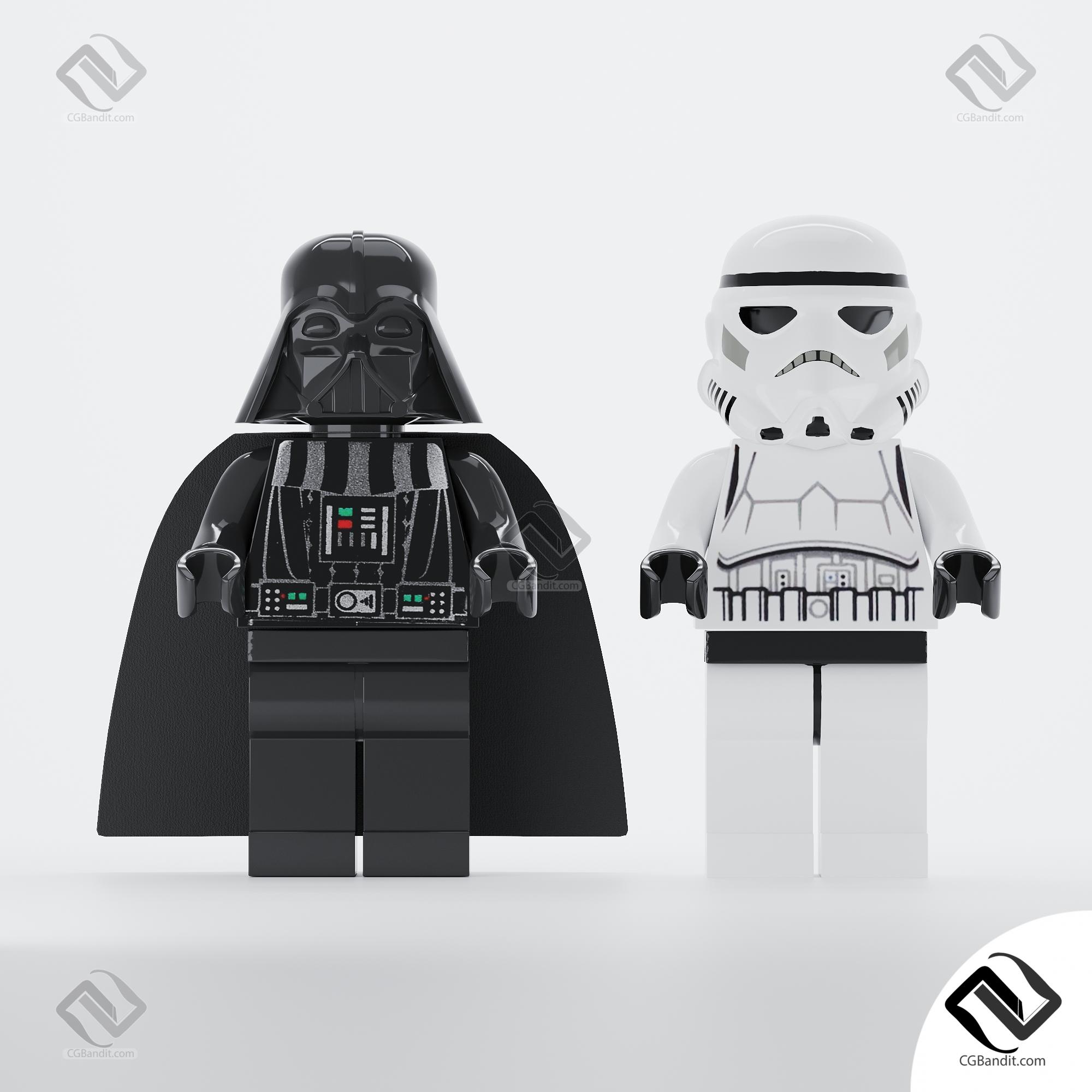 lego star wars игрушки 3D модель скачать на CGBandit в формате 3d max, 3ds,  obj, fbx, материалы Vray, Corona Render