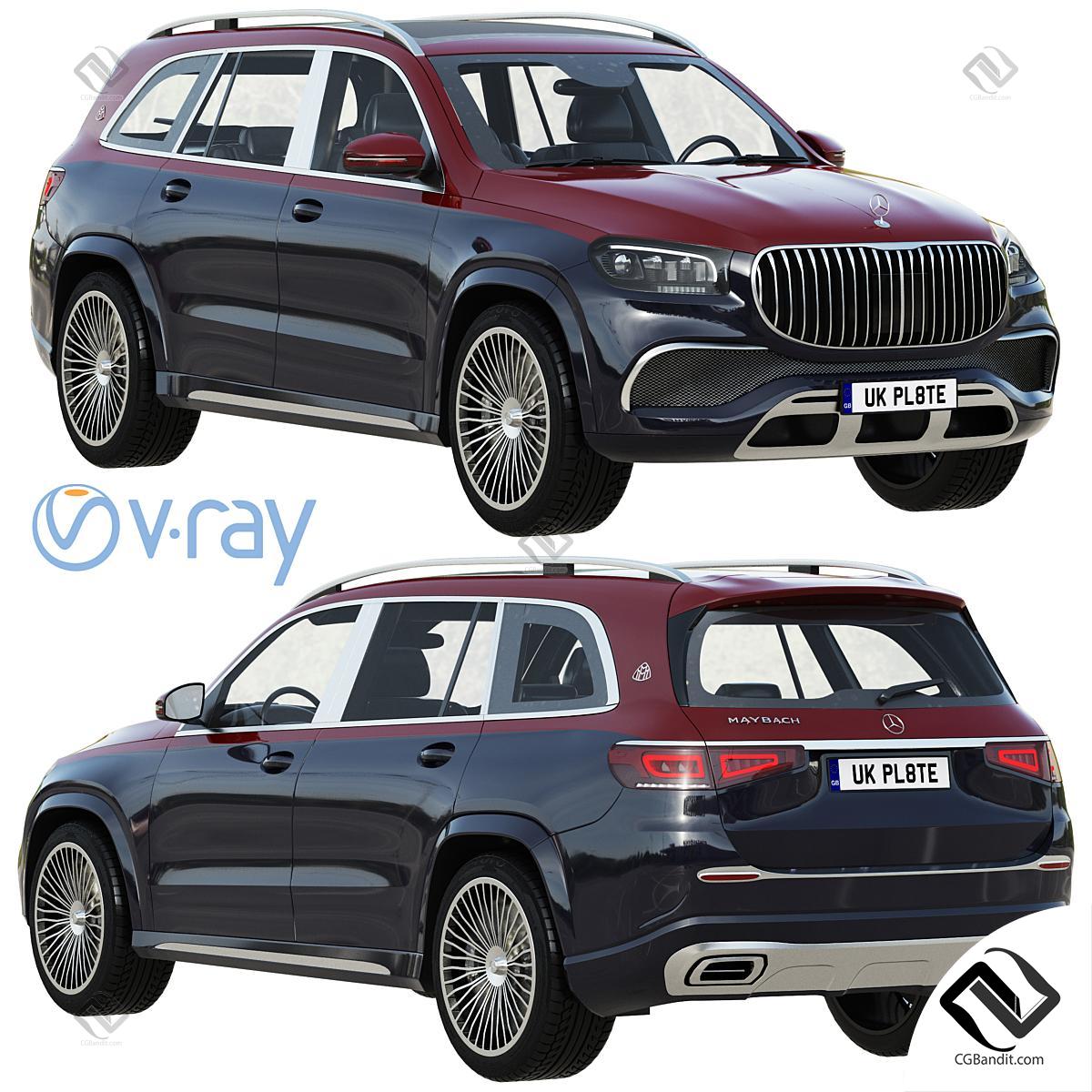 Автомобиль Mercedes-Benz Maybach GLS 3D модель скачать на CGBandit в  формате 3d max, 3ds, obj, fbx, материалы Vray, Corona Render