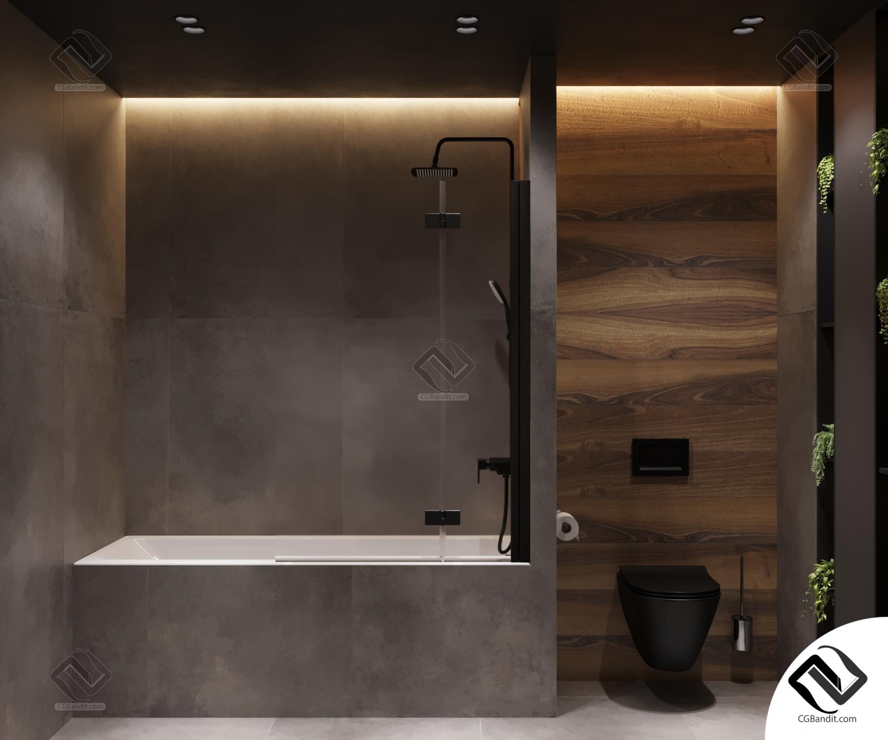3D дизайн ванной комнаты, визуализация интерьера