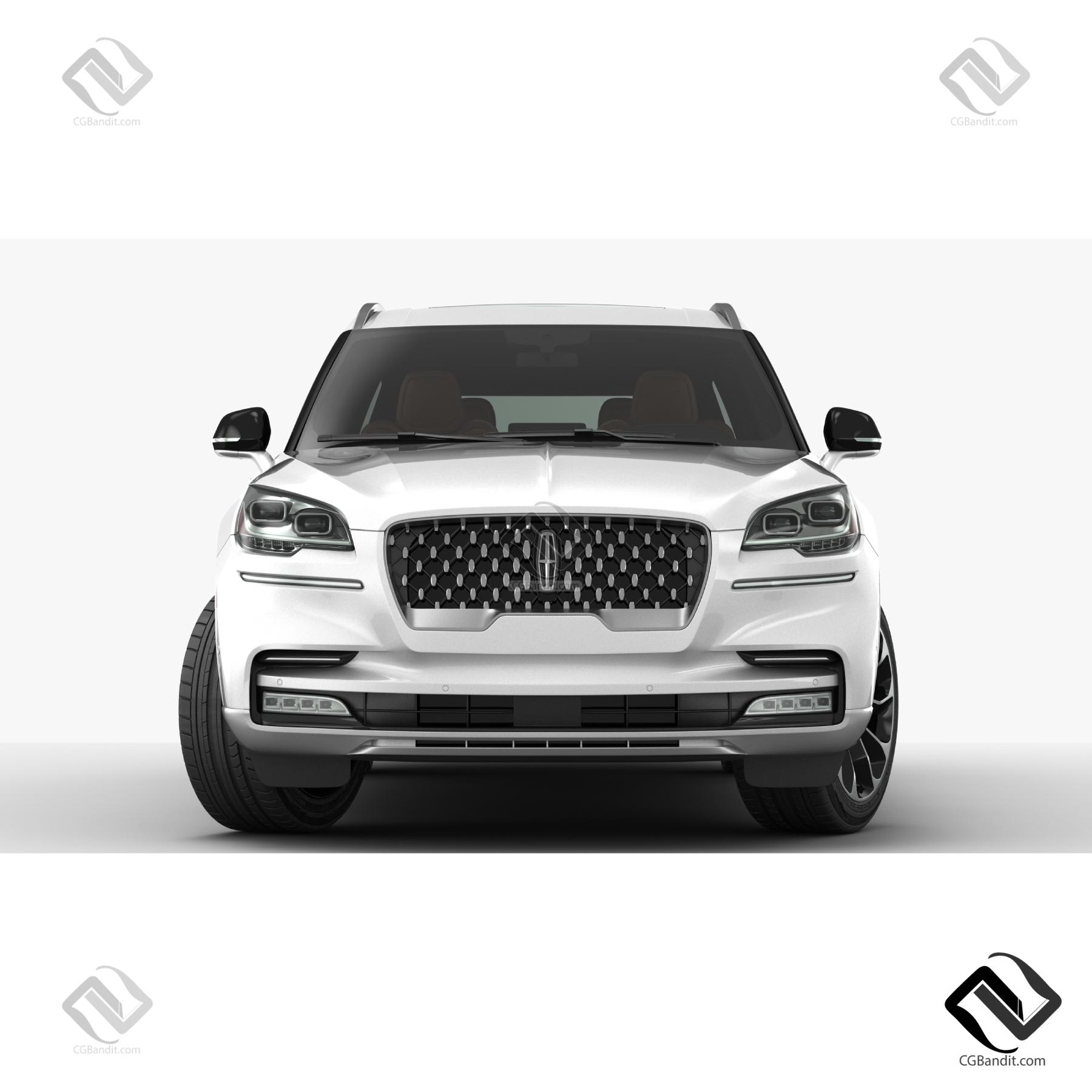 Машина Lincoln Aviator 2020 3D модель скачать на CGBandit в формате 3d max,  3ds, obj, fbx, материалы Vray, Corona Render