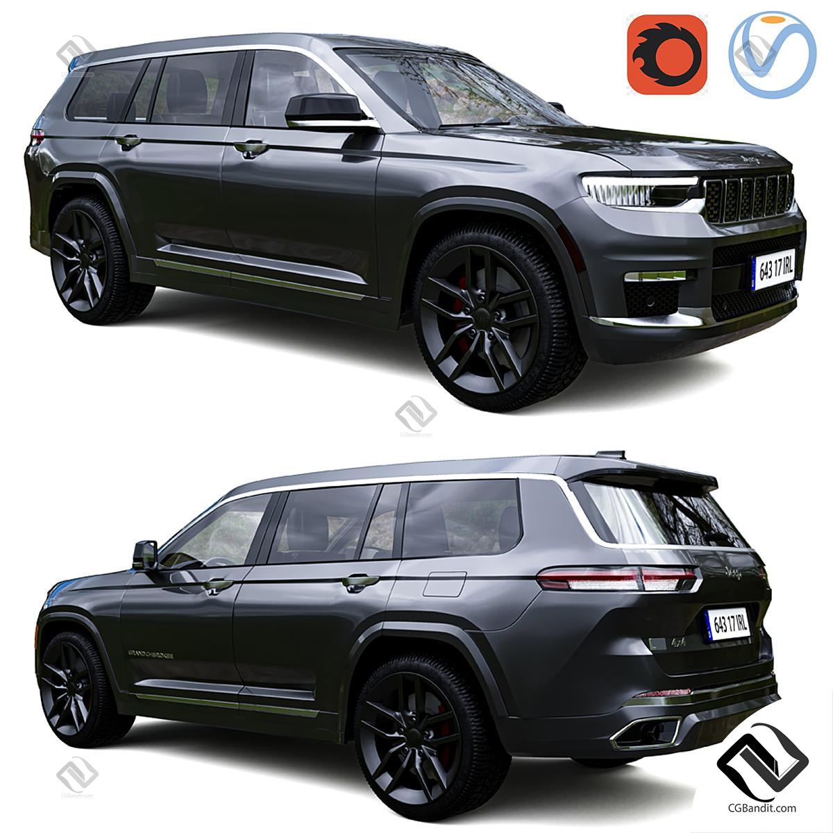 Автомобиль Jeep Grand Cherokee L 3D модель скачать на CGBandit в формате 3d  max, 3ds, obj, fbx, материалы Vray, Corona Render