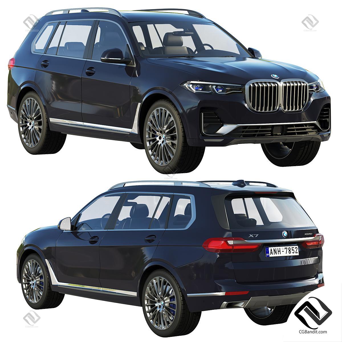 Транспорт BMW X7 3D модель скачать на CGBandit в формате 3d max, 3ds, obj,  fbx, материалы Vray, Corona Render