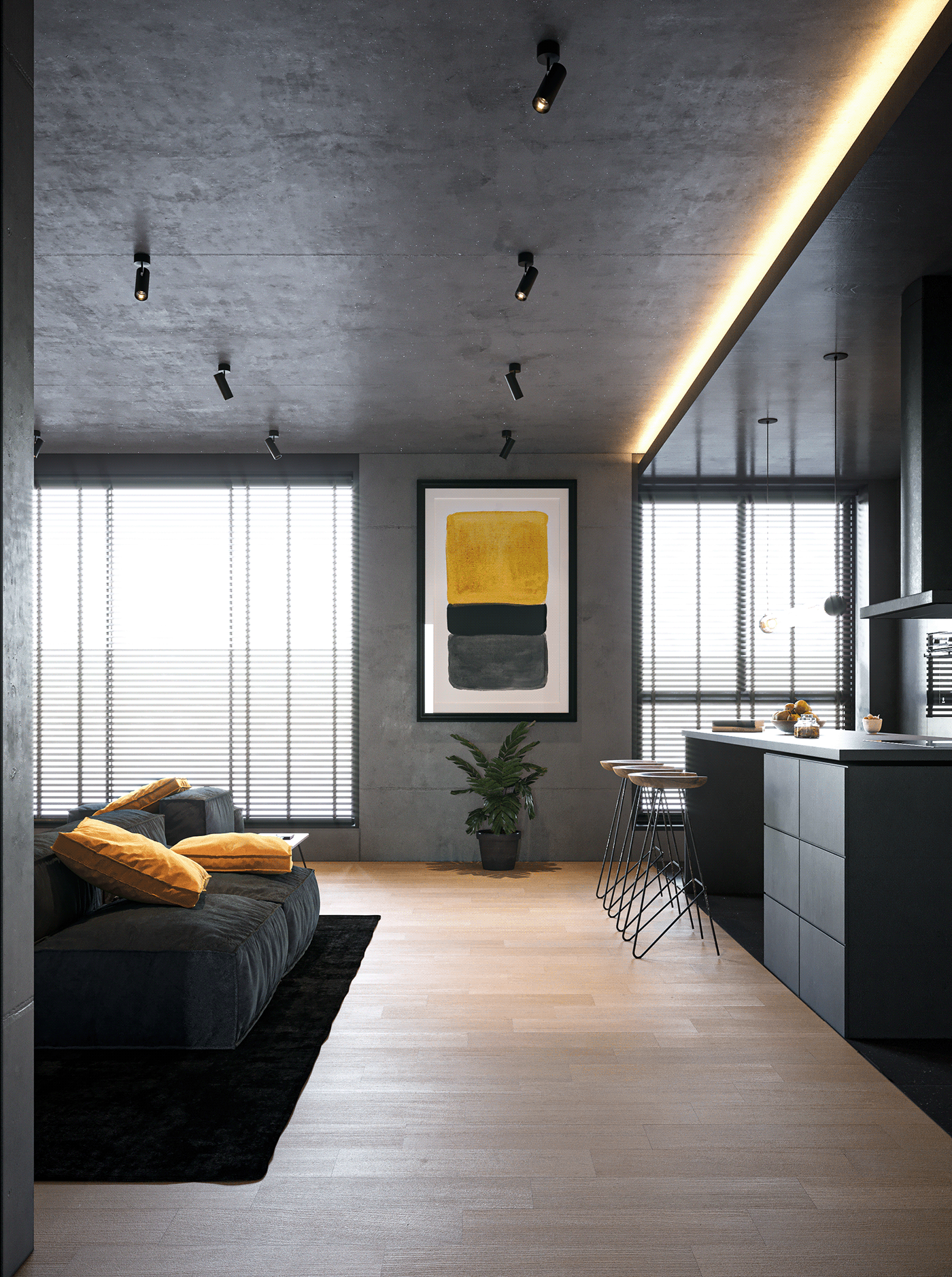 Black interior - KITCHEN