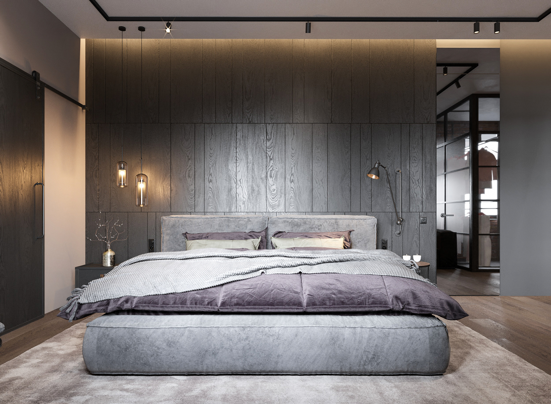  bedroom in contemporary style with loft elements.